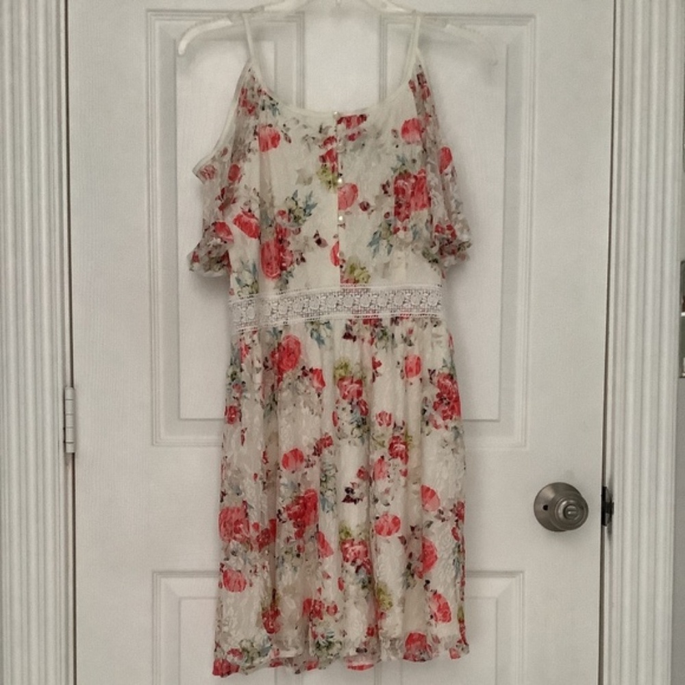 Disney Beauty and the Beast Floral Lace Cold Shoulder Dress M LIKE NEW